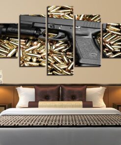 No Frame Gun Shells 2nd Amendment Canvas Wall Art Home Decor Five Piece