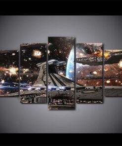 No Frame Star Wars Space Battle Destroyer 5 Piece Canvas Wall Art Home Decor