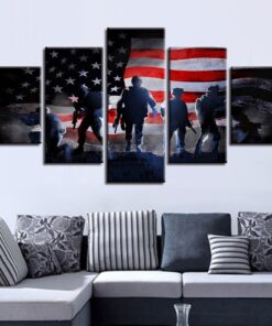 No Frame American Flag Soldiers Military Canvas Print Wall Art Home Decor