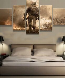 No Frame Soldier Marine Combat Army Canvas Print Wall Home Decor Five Piece