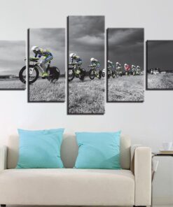 No Frame Cycling Racing Bicycles 5 Piece Canvas Wall Art Home Decor