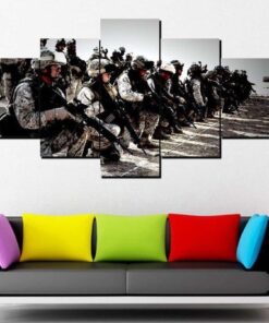 No Frame Marines Kneeling Military Canvas Wall Home Decor Five Piece