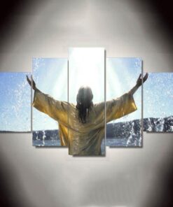 No Frame Jesus Baptism Heaven Five Piece Canvas Print Wall Art Home Decor
