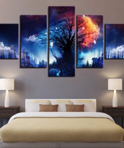 No Frame Magic Tree of Life 5 Piece Canvas Wall Art Home Decor