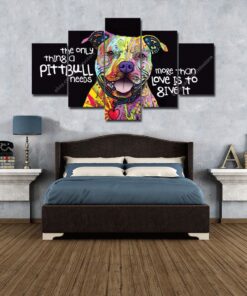 No Frame Pitbull Dog Abstract Five Piece Canvas Print Wall Art Home Decor