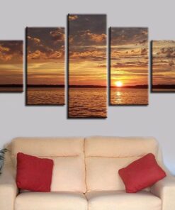 No Frame Sunset Over the Lake Beach House Canvas Print Wall Art Home Decor