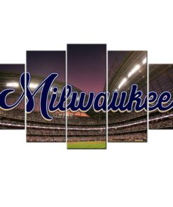 No Frame Milwaukee Brewers Miller Park Canvas Wall Home Decor Five Piece