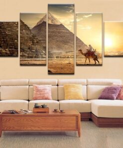 No Frame Pyramids Egypt Camel Dessert Five Piece Canvas Print Wall