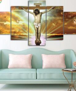 No Frame Christian Jesus Cross Mt. Calvary Wall Art Print Home Decor 5 Piece