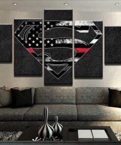 No Frame Superman American Flag Five Piece Canvas Print Wall Home Decor