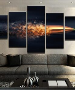 No Frame Gun Bullet Breaking 2nd Amendment Canvas Wall Home Decor Five Piece