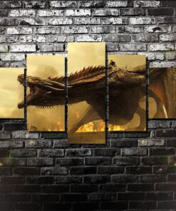 No Frame Game of Thrones Dragon Targaryen Five Piece Canvas Print Wall Art