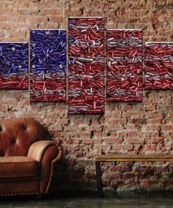 No Frame American Flag Bullets Gun Rights 5 Piece Canvas Wall Art Home Decor