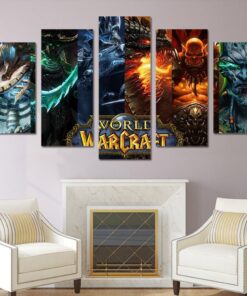 No Frame World of Warcraft Character Five Piece Canvas Print Art Home Decor