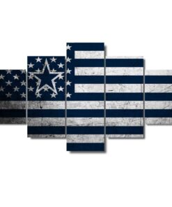 No Frame Dallas Cowboys American Flag Canvas Print Home Decor Wall Five