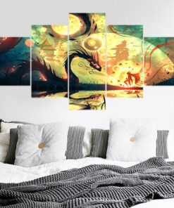 No Frame Dragon Angel Abstract 5 Piece Canvas Wall Art Home Decor