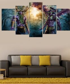 No Frame World of Warcraft Fantasy Five Piece Canvas Print Art Home Decor