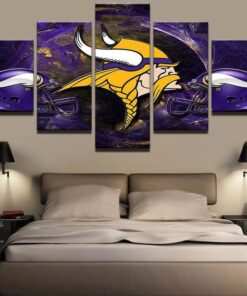 No Frame Minnesota Vikings Football 5 Piece Canvas Wall Art Home Decor