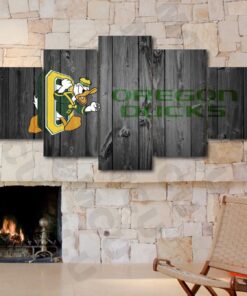 Oregon Ducks Barn Wood Look Football Canvas Print Wall Home Decor Five Piece
