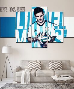 Lionel Messi Soccer Five Piece Canvas Print Wall Art Home Decor World Cup