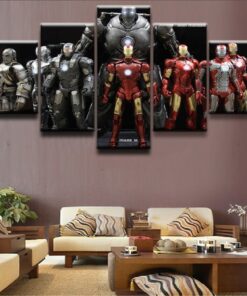 Iron Man Suits Armor Marvel Comic Five Piece No Frame Canvas Home Decor Wall Art 5