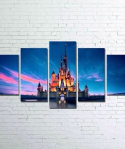Disney World Castle Magic Kingdom Five Piece No Frame Canvas Home Decor Wall Art 5