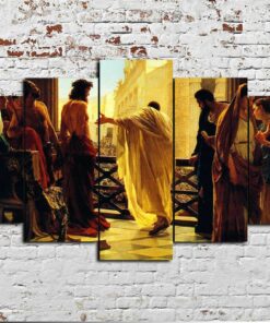 Jesus Pilate Christian No Frame Canvas Five Piece Wall Art 5 Panel Home Decor