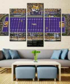No Frame LSU College Stadium Football Print Canvas Home Decor Wall 5 piece