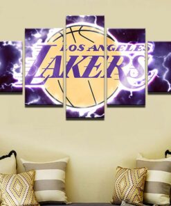 Los Angeles Lakers Bball No Frame Canvas Five Piece Wall Art 5 Panel Home Decor