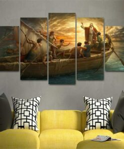 Jesus Disciples Calm Water Five Piece No Frame Canvas Home Decor Wall Art 5