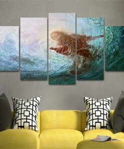 Jesus Saves Water Christian Five Piece No Frame Canvas Home Decor Wall Art 5