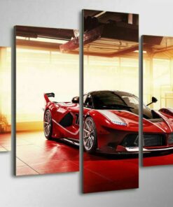 Ferrari Red Sports Car Five Piece No Frame Canvas Home Decor Wall Art 5 Poster