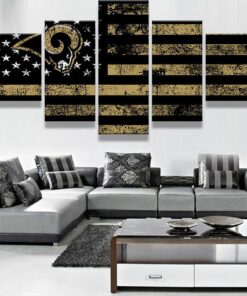 Los Angeles Rams Flag No Frame Canvas Five Piece Wall Art 5 Panel Home Decor