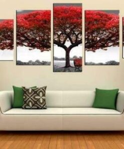 No Frame Red Tree Canvas Print Wall Art Home Decoration Five Piece