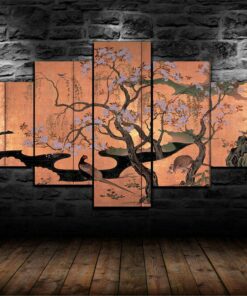 Japanese Traditional Tree Asian Five Piece No Frame Canvas Multi Panel Home Decor
