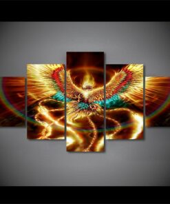 Phoenix Bird Fire Five Piece No Frame Canvas Multi Panel Home Decor Wall Art