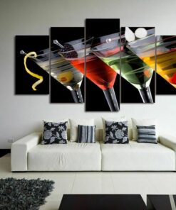 No Frame Martini Vodka Cocktails Five Piece Canvas Multi Panel Home Decor Art 5
