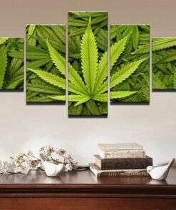 No Frame Marijuana Leaf Weed Smoke Five Piece Canvas Multi Panel Home Decor Art 5