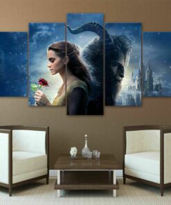 No Frame Beauty and the Beast Rose Five Piece Canvas Multi Panel Home Decor Art 5