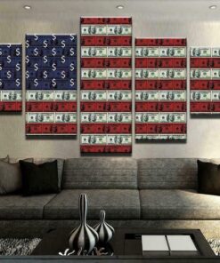 No Frame Capitalism Money Flag Five Piece Canvas Multi Panel Home Decor Art 5