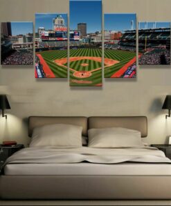 No Frame Cleveland Indians Stadium Five Piece Canvas Multi Panel Home Decor Art 5