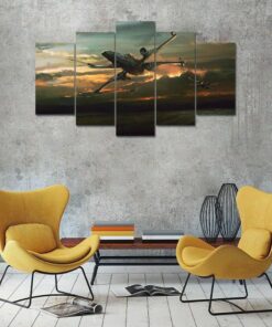 No Frame Star Wars X-Wing Sun Clouds Five Piece Canvas Multi Panel Home Decor Art