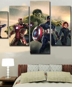 No Frame Avengers Iron Man Hulk Five Piece Canvas Multi Panel Home Decor Art