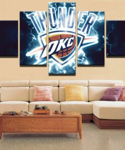 No Frame Oklahoma City Thunder Bball Five Piece Canvas Multi Panel Home Decor Art