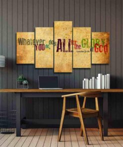No Frame Bible Verse Glory to God Five Piece Canvas Multi Panel Home Decor Art