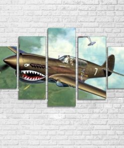 P-40 Airplane WW2 Aviation Five Piece No Frame Canvas Multi Panel Home Decor