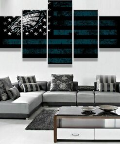 Philadelphia Eagles Flag Five Piece No Frame Canvas Multi Panel Home Decor Wall