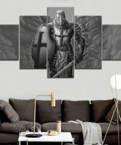 Knight Templar Medieval Five Piece No Frame Canvas Multi Panel Home Decor Art