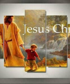 Jesus Christ Children Love Five Piece No Frame Canvas Multi Panel Home Decor Art