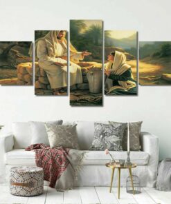 Jesus Mary Magdelene Well Five Piece No Frame Canvas Multi Panel Home Decor Art